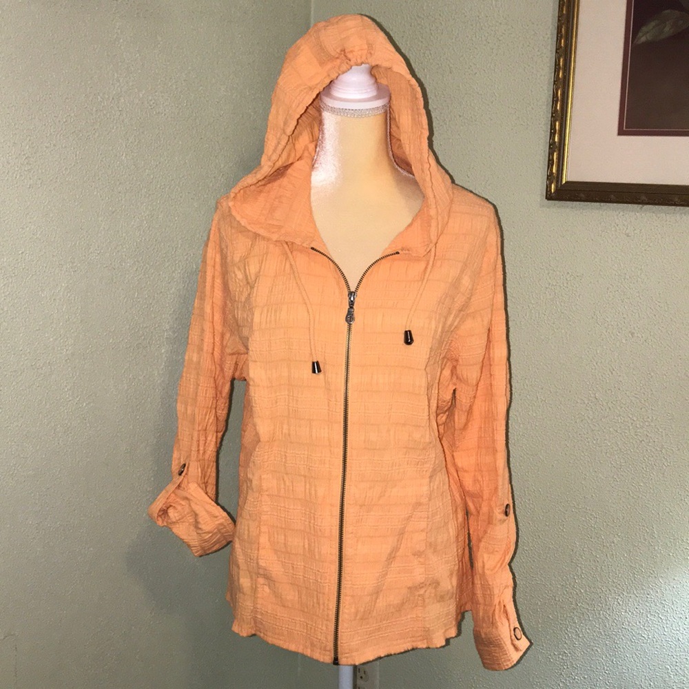 Christopher & Banks Peach Zip-Up Hooded Jacket